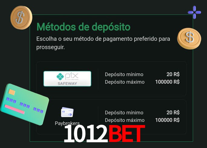 O cassino 1012Bet oferece uma grande variedade de métodos de pagamento